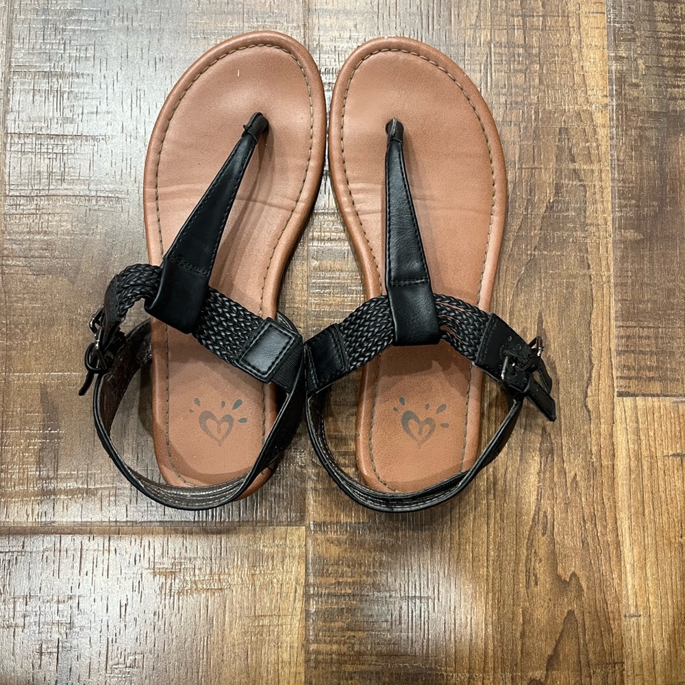 Justice Black and Brown Sandals with Bow Details